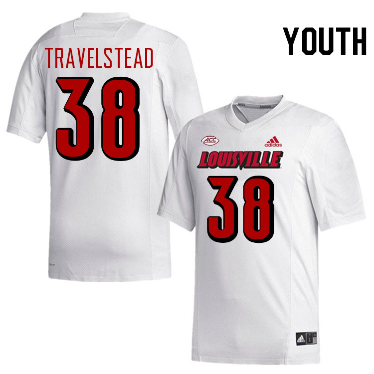 Youth #38 Brock Travelstead Louisville Cardinals College Football Jerseys Stitched-White